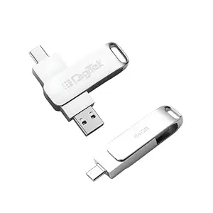 Digitek (DDUD 64G V3.2) Metal Body 64GB Storage 3.2V Dual Drive Flash Drive, USB-A & Type-C