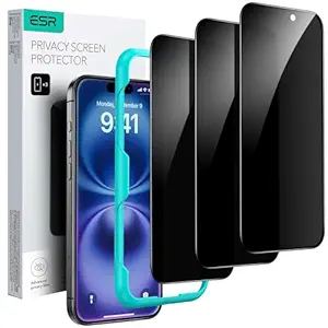 ESR 3 Pack for iPhone 16 Plus/iPhone 15 Plus Privacy Tempered Glass, Anti-Spy Screen Guard with Easy Installation Tool, Micro-curved Edges, Privacy Screen Protector Case Friendly