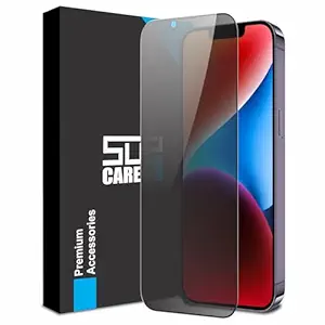 SupCares Military-Grade Privacy Tempered Glass Screen Protector for iPhone 16e, iPhone 14, 13 and 13 Pro (6.1 Inch) With Installation Kit | Edge to Edge Coverage | Black