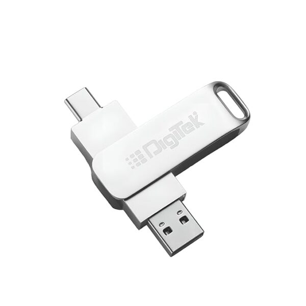 Digitek (DDUD 128G V3.2) Metal Body 128GB Storage 3.2V Dual Drive Flash Drive, USB-A & Type-C