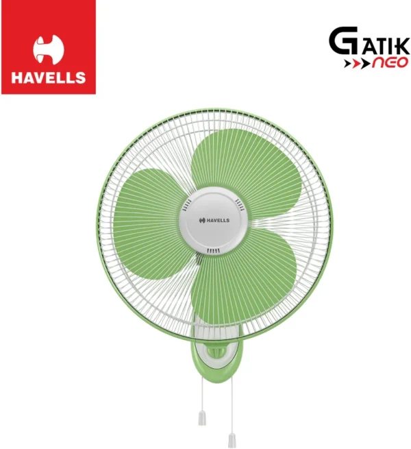 HAVELLS Gatik Neo 400 mm 3 Blade Wall Fan  (White Green | Pack of 1)